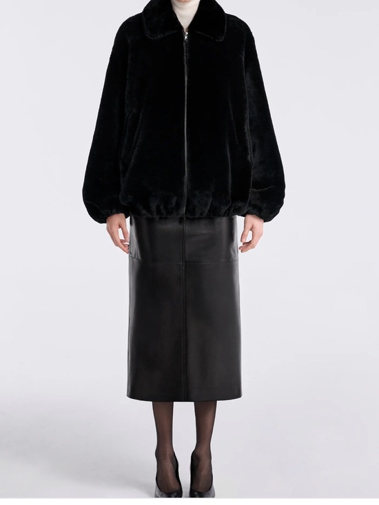 Nour Hammour Jackets & Blazers - Black Faux-Fur Zip Bomber Jacket - Women